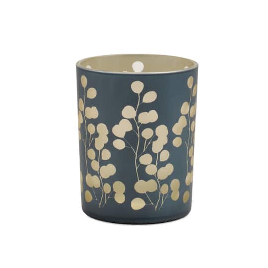 Frosted Foliage Glass Candle Holder Set
